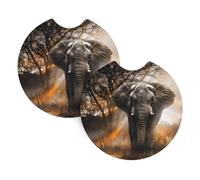 YYHHAOFA Tropical African Elephant Prints Car Cup Coasters 2-Pack - Stylish Drink Protectors: Keep Your Ride Clean & Fresh!