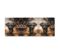 YYHHAOFA Tropical African Elephant Prints Mouse Pad 12x31.5in
