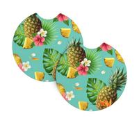 YYHHAOFA Tropical Pineapple Prints Car Cup Coasters 2-Pack - Stylish Drink Protectors: Keep Your Ride Clean & Fresh!