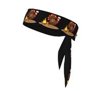 YYHHAOFA Turkey warming by the campfire Printed Sports headscarf, sweat absorbing and breathable, motion headband, double-sided kerchief