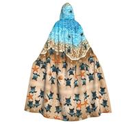 YYHHAOFA Turtle Crawling On The Beach Printing Halloween Adult Hooded Cape Cloak For Role-Playing, Stage Costumes, Parties Easy Care