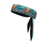 YYHHAOFA Turtle Octopus Pattern Ocean Theme Printed Sports headscarf, sweat absorbing and breathable, motion headband, double-sided kerchief