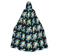 YYHHAOFA Turtle With Blue Scales Pattern Halloween Adult Hooded Cape Men'S And Women'S Clothing Mantle Role-Playing