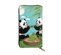 YYHHAOFA Two cute big pandas Stamp Leather long clutch wallet : Comfortable, lightweight, waterproof, durable 7.48 x 4.13 in, Black, One Size