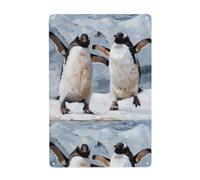 YYHHAOFA Two dancing penguins Prints Tin decorative painting 8x12in Made of tinplate, wear-resistant and durable
