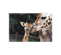 YYHHAOFA Two giraffes Prints Durable Table Layers - Heat Resistant Place Mat Covers, 6-Piece Set with Printed Designs for Dining
