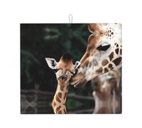 YYHHAOFA Two giraffes Prints Kitchen Drying Mat - Absorbent Dish Throw for Countertops, Quick-Dry Non-Slip Layer with Stylish Prints, for New Homes
