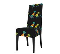 YYHHAOFA Two little dinosaurs sliding Printed dining chair cover is easy to disassemble and made of high resilience fabric that is wear-resistant