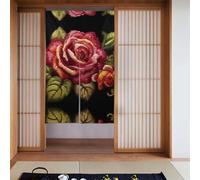 YYHHAOFA ukrainian embroidery style rose Pattern Door curtain partition splicing privacy protection suitable for kitchen, bathroom, room 34x56in