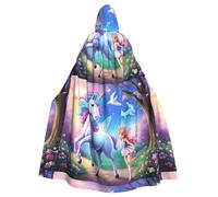 YYHHAOFA Unicorn Fairy Tale Pattern Halloween Adult Hooded Cape Men'S And Women'S Clothing Mantle Role-Playing