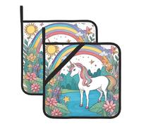 YYHHAOFA Unicorns by The River Prints Square Insulated Pot Holder Set of 2 8x8 in for Kitchen lids, Microwave ovens, Outdoor barbecues