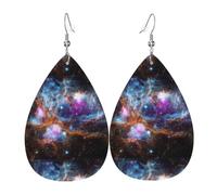 YYHHAOFA Universe Galaxy Space Prints Drip Leather Earrings - Elegant Faux Leather Drops for Festive & Everyday Style