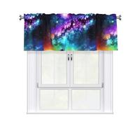 YYHHAOFA Universe Galaxy Star Space Prints Short Curtain with Valance Rod, 54x18in Light Filtering Window Treatment for Kitchen, Bathroom, Laundry Room, Studio