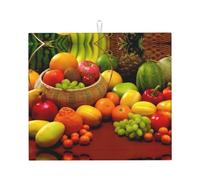 YYHHAOFA variety fresh vegetables fruits Prints Kitchen Drying Mat - Absorbent Dish Throw for Countertops, Non-Slip Quick-Dry Layer with Stylish Prints