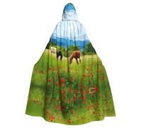 YYHHAOFA Various Kinds of Horses Prints Hooded Cloak - Long Cozy Cape for Cosplay & Halloween