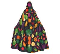 YYHHAOFA Various Vegetables And Fruit Printed Halloween Adult Hooded Cloak is a super large, comfortable, and durable cloak