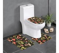 YYHHAOFA Vintage Edible Mushrooms Pattern Three Piece Set of Bathroom Floor mats, Bathroom Shower mats, Anti Slip Quick Drying