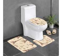 YYHHAOFA Vintage Style Eiffel Tower Paris Pattern Three Piece Set of Bathroom Floor mats, Bathroom Shower mats, Anti Slip Quick Drying