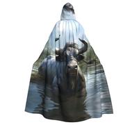 YYHHAOFA Water Buffalo Printed Halloween Adult Hooded Cloak is a super large, comfortable, and durable cloak