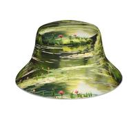 YYHHAOFA Water Lilies in The Pond Printing Reflective Bucket Hat Lightweight, Breathable, Foldable for Men & Women Black