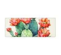 Yyhhaofa Watercolour Cactus Printed Extra Large Mouse Pad, Computer Office Anti Slip Gaming Keyboard Thickened Version 12x31.5in