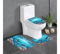 YYHHAOFA Whales Under The sea Pattern Three Piece Set of Bathroom Floor mats, Bathroom Shower mats, Anti Slip Quick Drying