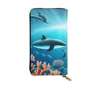 YYHHAOFA Whales under the sea Stamp Leather long clutch wallet : Comfortable, lightweight, waterproof, durable 7.48 x 4.13 in, Black, One Size