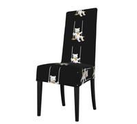 YYHHAOFA White bear on the swing Printed dining chair cover is easy to disassemble and made of high resilience fabric that is wear-resistant