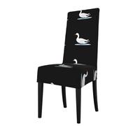 YYHHAOFA White goose gliding on the ice Printed dining chair cover is easy to disassemble and made of high resilience fabric that is wear-resistant