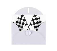 YYHHAOFA White Greeting Card Black White Formula Checkered Flags Pattern Picture 4x6in for Christmas, children's birthdays, Valentine's Day, wedding anniversaries, and party invitations