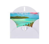 YYHHAOFA White Greeting Card Caribbean Scenery Picture 4x6in for Christmas, children's birthdays, Valentine's Day, wedding anniversaries, and party invitations