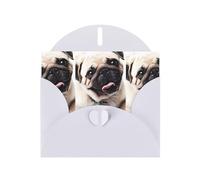 YYHHAOFA White Greeting Card Cool Pug Dog Picture 4x6in for Christmas, children's birthdays, Valentine's Day, wedding anniversaries, and party invitations