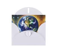 YYHHAOFA White Greeting Card Cosmic Earth Picture for Christmas, Children's Birthday, Valentine's Day, and Party Invitation