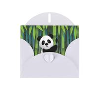 YYHHAOFA White Greeting Card Curious Baby Panda Picture 4x6in for Christmas, children's birthdays, Valentine's Day, wedding anniversaries, and party invitations