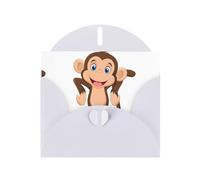 YYHHAOFA White Greeting Card Cute Monkey Picture 4x6in for Christmas, children's birthdays, Valentine's Day, wedding anniversaries, and party invitations