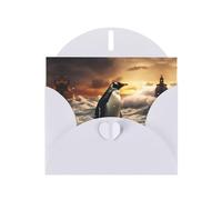 YYHHAOFA White Greeting Card Penguin sea Picture for Christmas, Children's Birthday, Valentine's Day, and Party Invitation