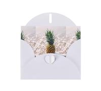 YYHHAOFA White Greeting Card pineapple on beach Picture 4x6in for Christmas, children's birthdays, Valentine's Day, wedding anniversaries, and party invitations