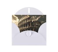 YYHHAOFA White Greeting Card Remains of the Roman Colosseum Picture for Christmas, Children's Birthday, Valentine's Day, and Party Invitation
