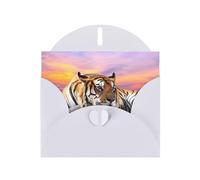 YYHHAOFA White Greeting Card Tiger Lying on Wood Picture 4x6in for Christmas, children's birthdays, Valentine's Day, wedding anniversaries, and party invitations