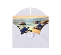 YYHHAOFA White Greeting Card turtles on the beach Picture 4x6in for Christmas, children's birthdays, Valentine's Day, wedding anniversaries, and party invitations
