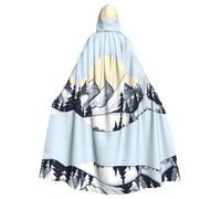 YYHHAOFA White Snowy Mountains Printed Halloween Adult Hooded Cloak is a super large, comfortable, and durable cloak