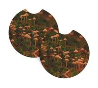 YYHHAOFA wild mushroom Prints Car Cup Coasters 2-Pack - Stylish Drink Protectors: Keep Your Ride Clean & Fresh!