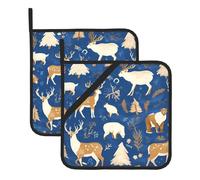 YYHHAOFA Wildlife Hunting Deer Bear elk Prints Square Insulated Pot Holder Set of 2 8x8 in for Kitchen lids, Microwave ovens, Outdoor barbecues