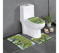 YYHHAOFA Willow Tree Pattern Three Piece Set of Bathroom Floor mats, Bathroom Shower mats, Anti Slip Quick Drying