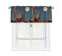 YYHHAOFA Wind Chimes Under The Moon Printed Short Curtains with Valance Rod 54x18in - Curtain Valance Kitchen Bathroom Laundry Room Studio - Home Decor