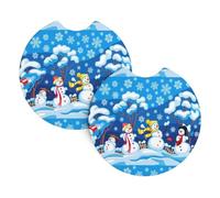 YYHHAOFA Winter Snowman Prints Car Cup Coasters 2-Pack - Stylish Drink Protectors: Keep Your Ride Clean & Fresh!