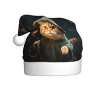 YYHHAOFA Wizard Cat Pattern Christmas Hat for Adult Making It a Fun and Durable Gift for Men and Women