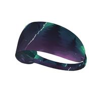 YYHHAOFA Wolves Howl in The Northern Lights Pattern Sports Headband for Women Sweat Proof Bandeau Summer Elastic Band