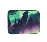 YYHHAOFA Wolves Howl in The Northern Lights Picture Portable Laptop Sleeve Case - Shockproof Portable Laptop Sleeve Bag 15 inch for Men and Women Business Travel, Office Daily Use
