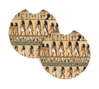 YYHHAOFA Women in Ancient Egypt Prints Car Coasters 2 Pack - Durable, Waterproof, and Stylish Cup Holder Protection